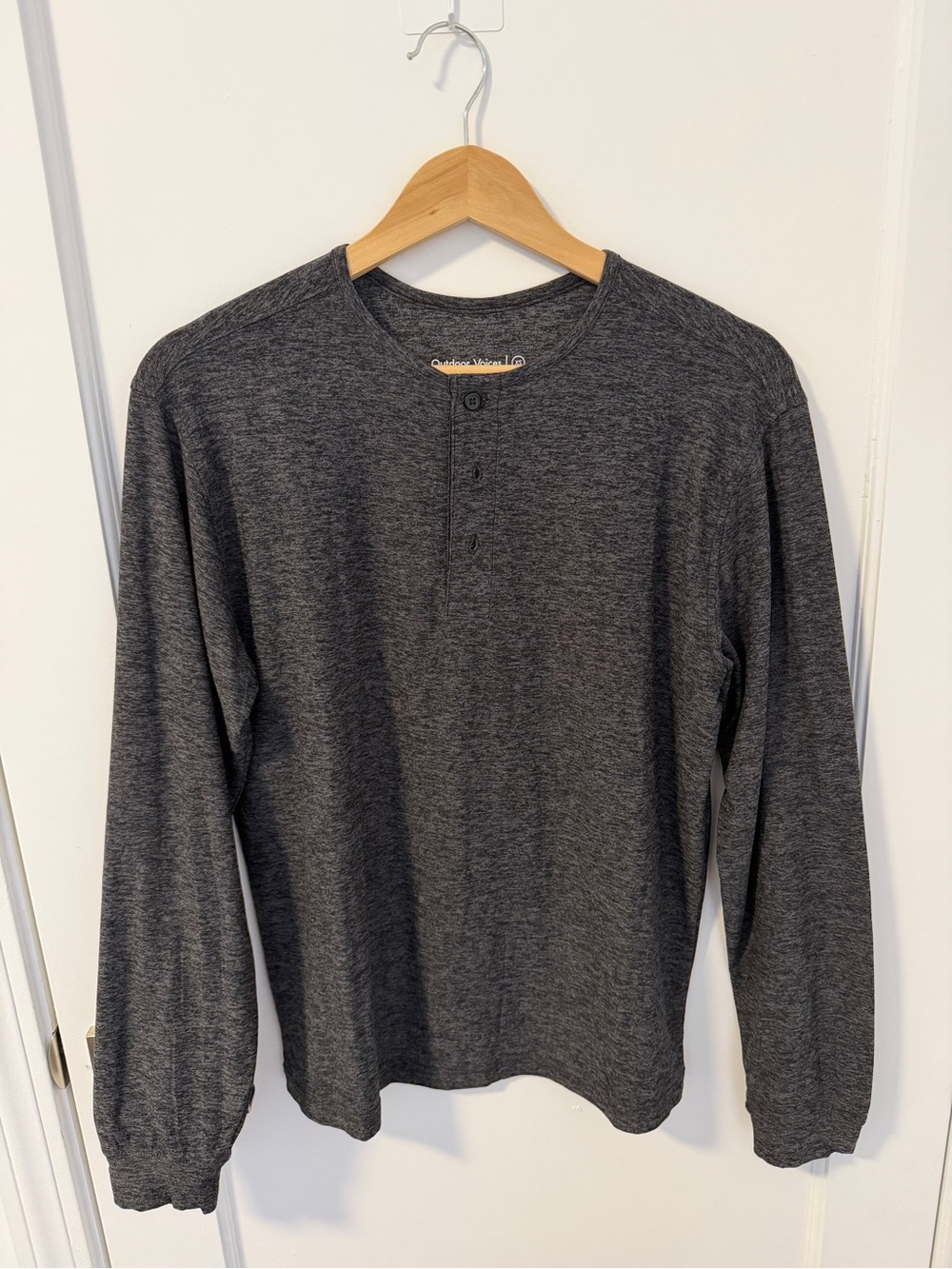 Outdoor Voices CloudKnit Long Sleeve Henley in Charcoal